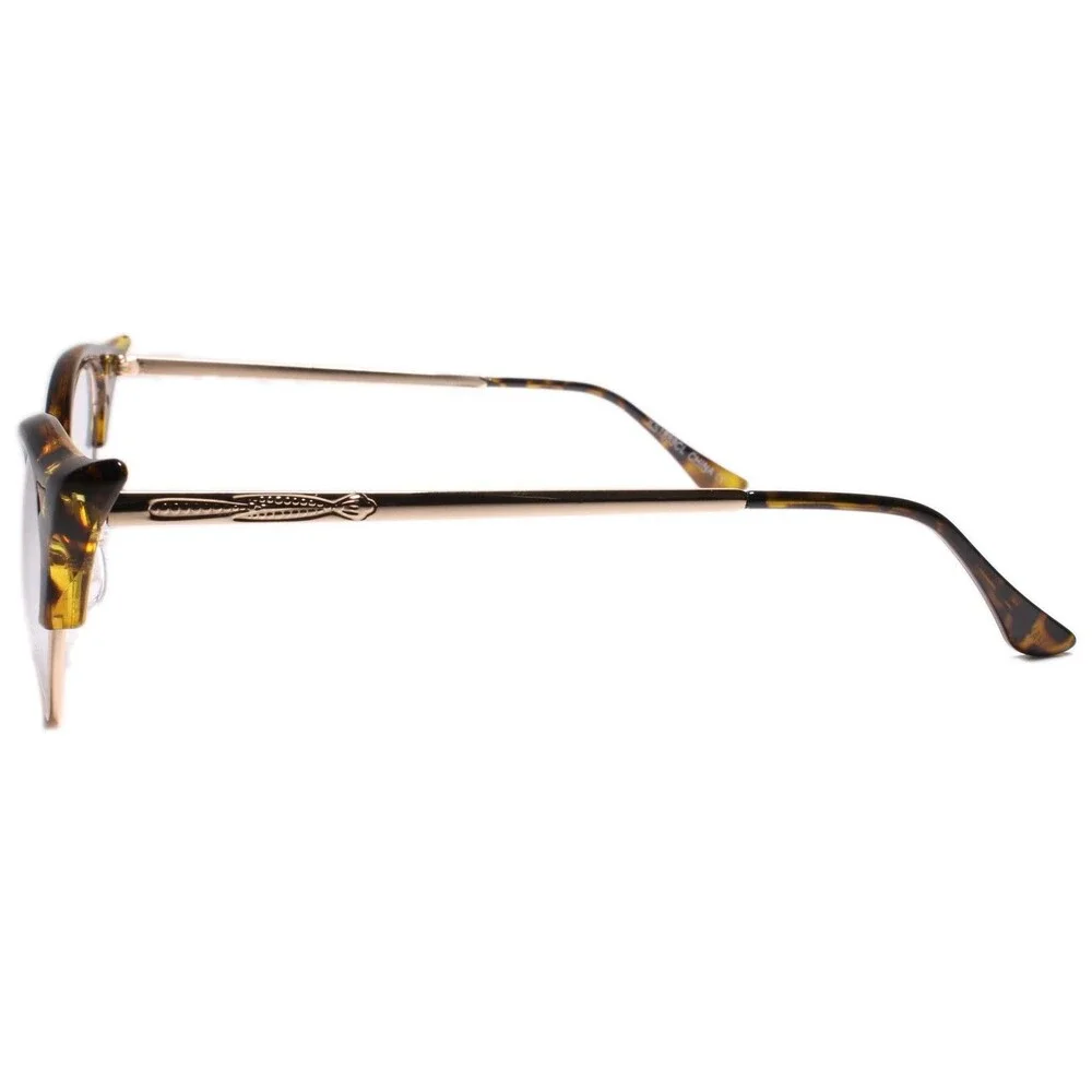 Classy Elegant Retro Cat Eye Style Clear Lens Eye Glasses Gold & Tortoise Frame
